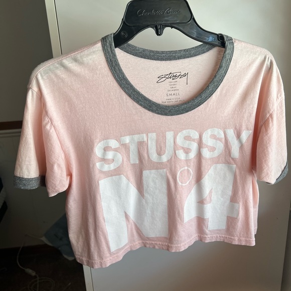 Stussy Oversized Crop Top Boxy Ringer Tee - Picture 2 of 5